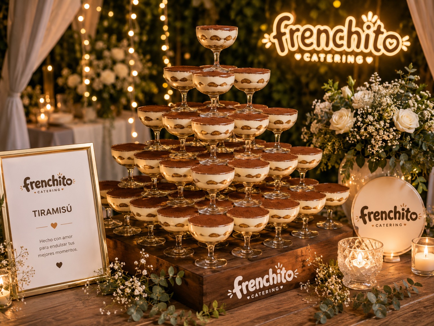 Torre de tiramisú en evento